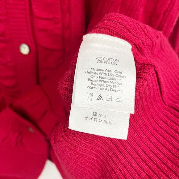 Eddie Bauer Women's Red Cable Knit Button Front Cardigan Sweater Size XXL - Picture 4 of 6